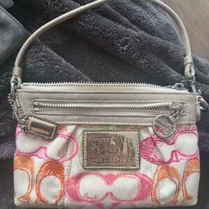 💖 Coach Poppy Sunglasses Wristlet – Y2K Rare Pink Orange Mini Bag/Wristlet